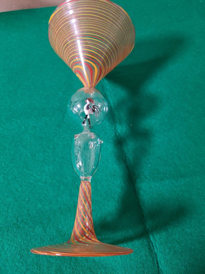 オーストリアアンティークグラス ビミニレース吹きガラス ニワトリ