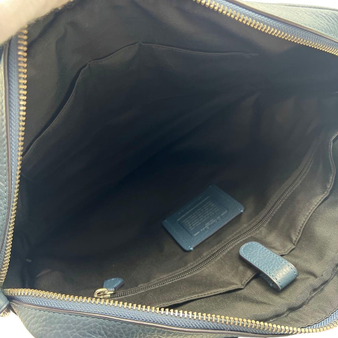専用 COACH レザー ネイビー 2way ビジネスバッグ メンズ 9136