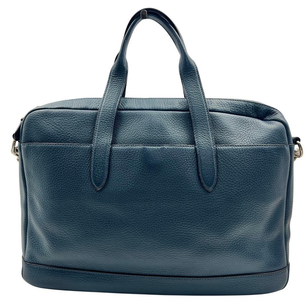 専用 COACH レザー ネイビー 2way ビジネスバッグ メンズ 9136