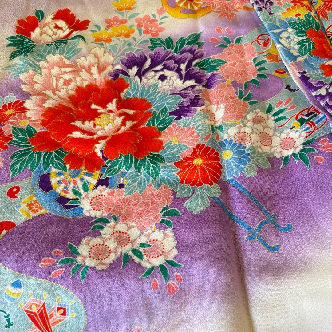 七五三用 紫色 花柄着物