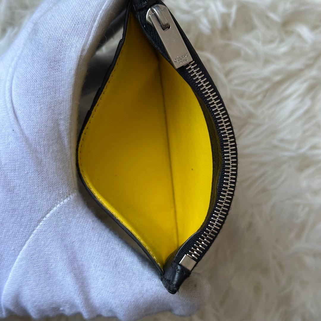 ✨️美品✨️ セリーヌ フラグメントケース シボ革 型押し レザー コンパクト 黒