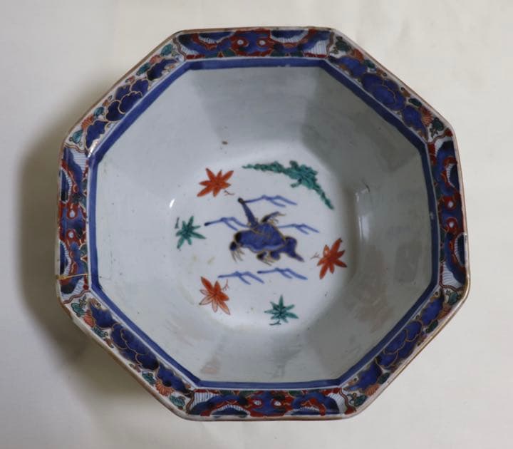 中国　呉須　八角大鉢　アンティーク　送料込み0206