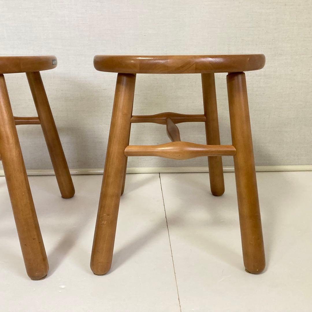 カリモク スツール チェア 椅子 置物台 ナチュラル 2脚 木製 家具 レトロ
