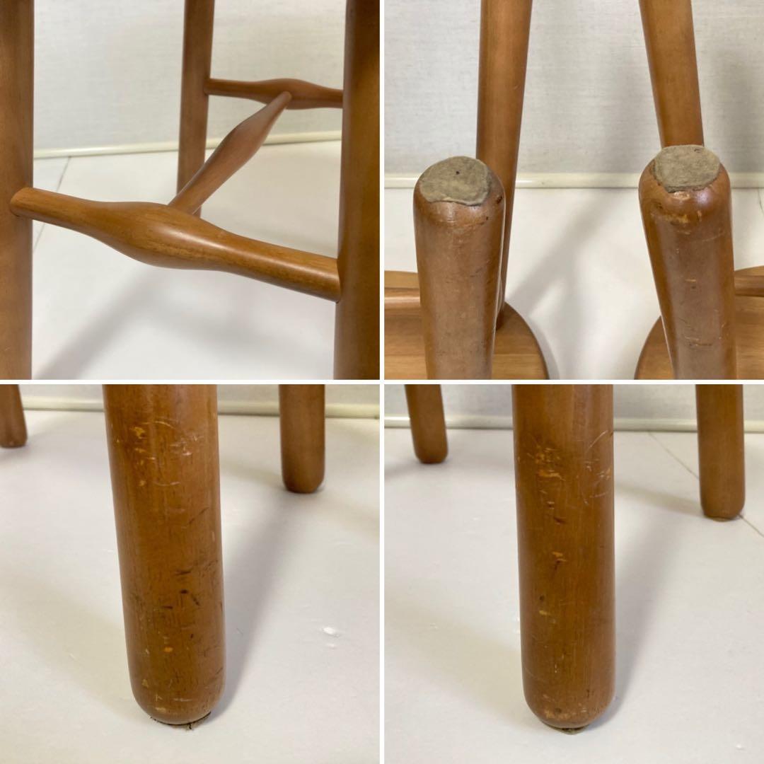 カリモク スツール チェア 椅子 置物台 ナチュラル 2脚 木製 家具 レトロ
