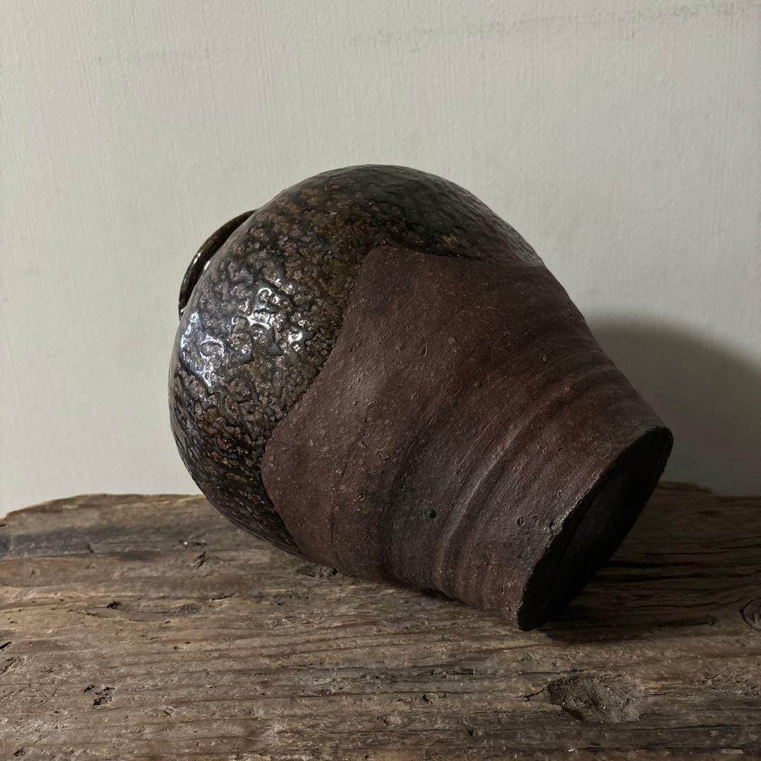 古丹波壷(江戸時代頃) 飴釉葉茶壺　古道具　古備前　古信楽　検:李朝　呂宋壷