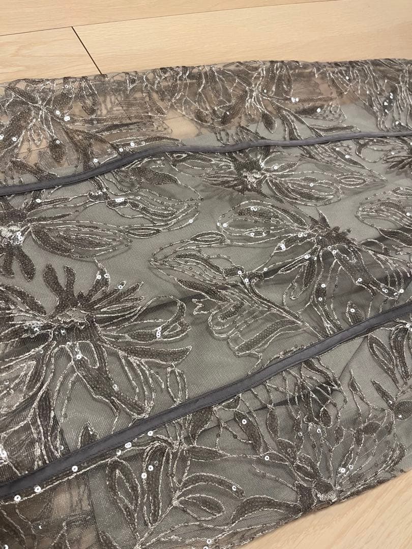 niconico25様 シルバー フラワー刺繍 マキシドレス