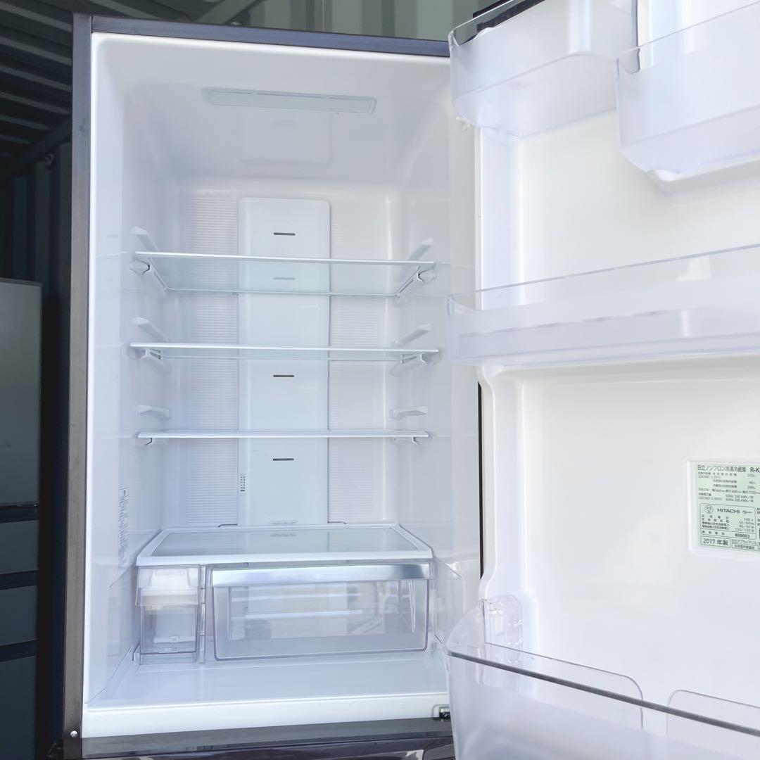 80取付無料！日立真ん中野菜室 うるおいチルド おしゃれブラウン3ドア