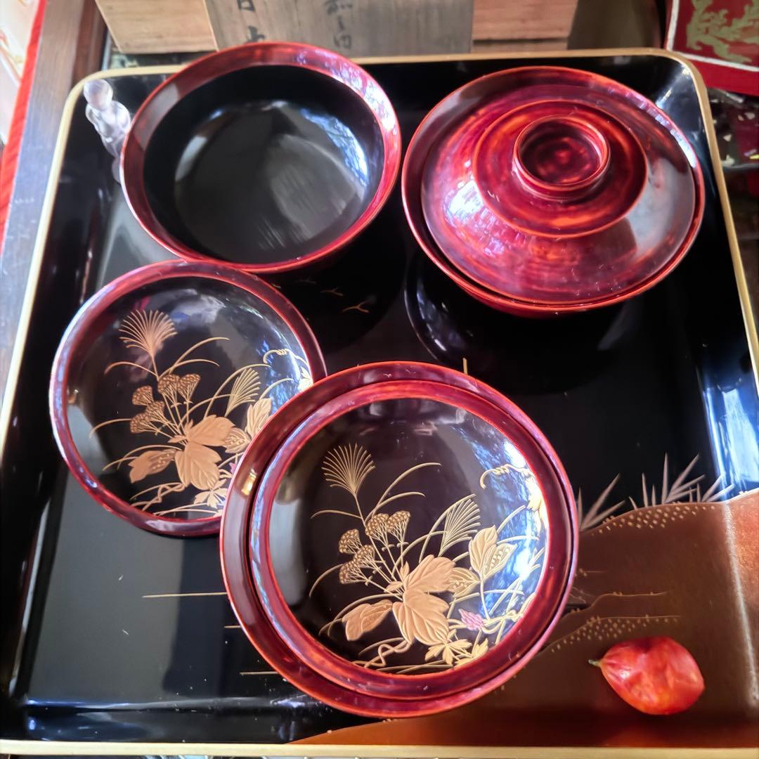 2224様感謝‼️感謝価格‼️超絶JAPAN蒔絵あけぼの❌黒 秋草蒔絵 茶