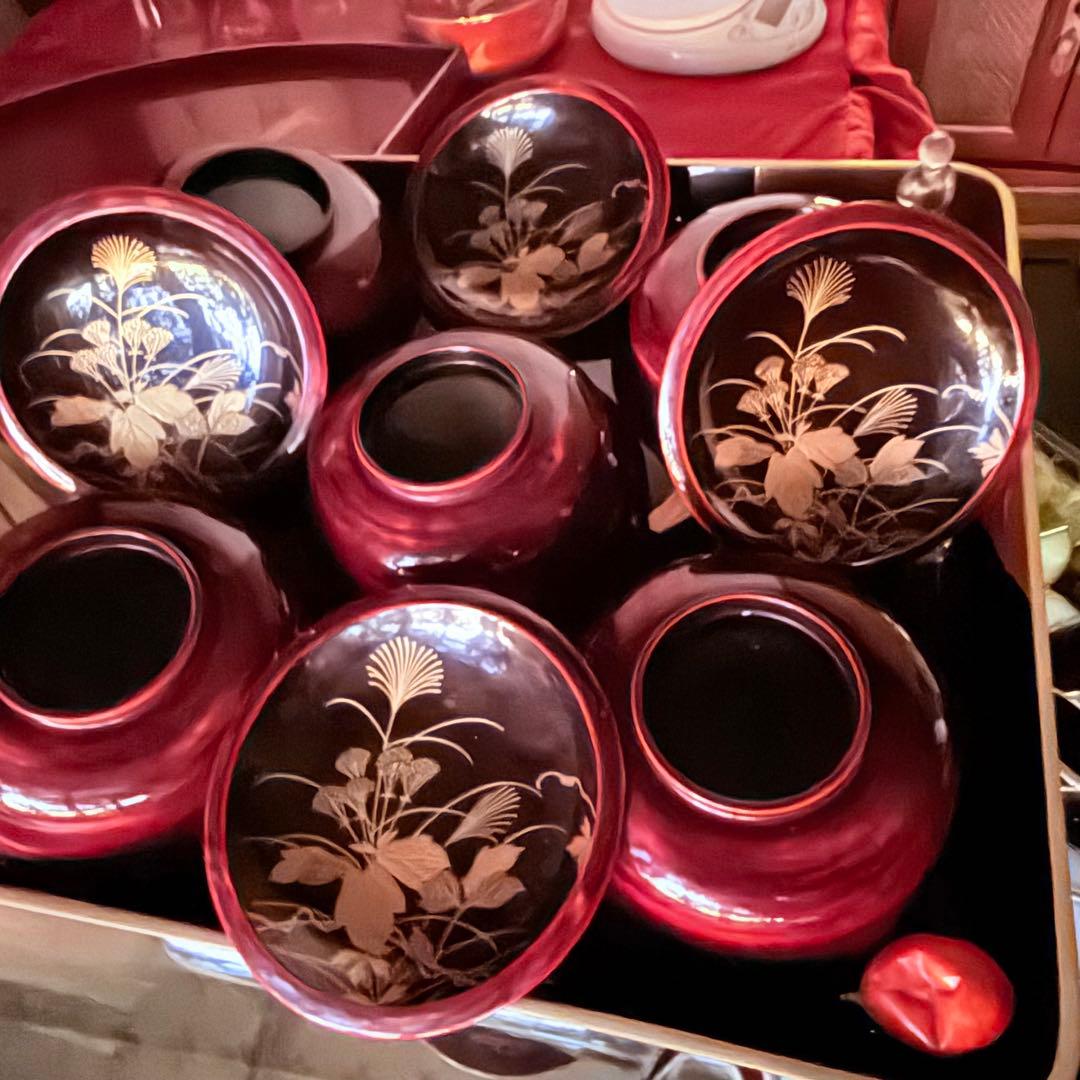 2224様感謝‼️感謝価格‼️超絶JAPAN蒔絵あけぼの❌黒 秋草蒔絵 茶