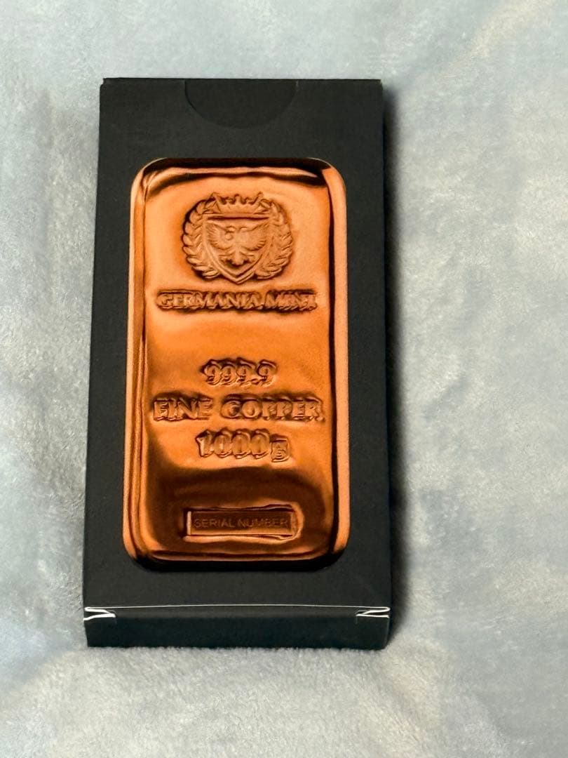 ポーランド ゲルマニア 純銅インゴット1キロ キャストバー ペーパー