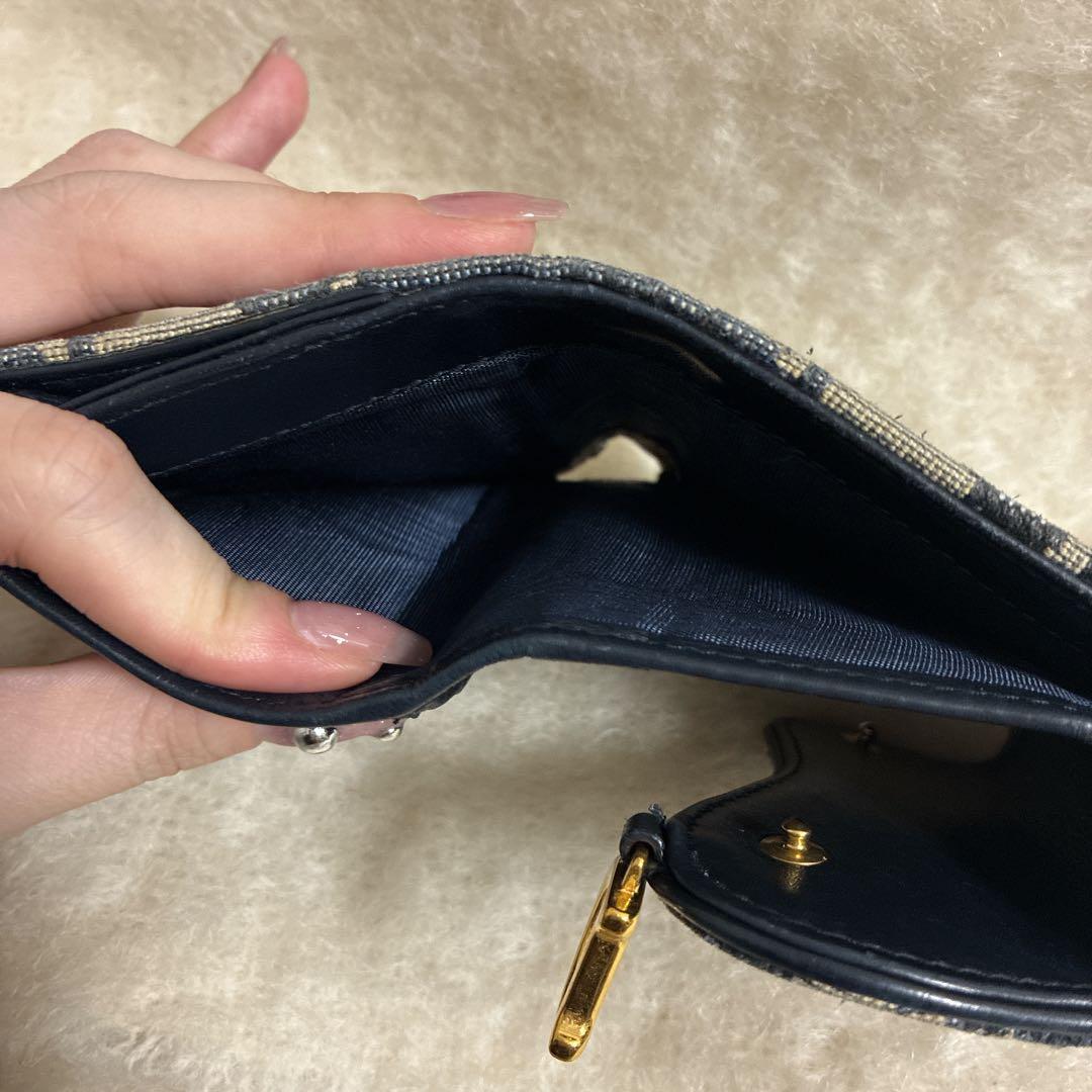 Christian Dior 三つ折り財布 ベージュ/ネイビー - メルカリ