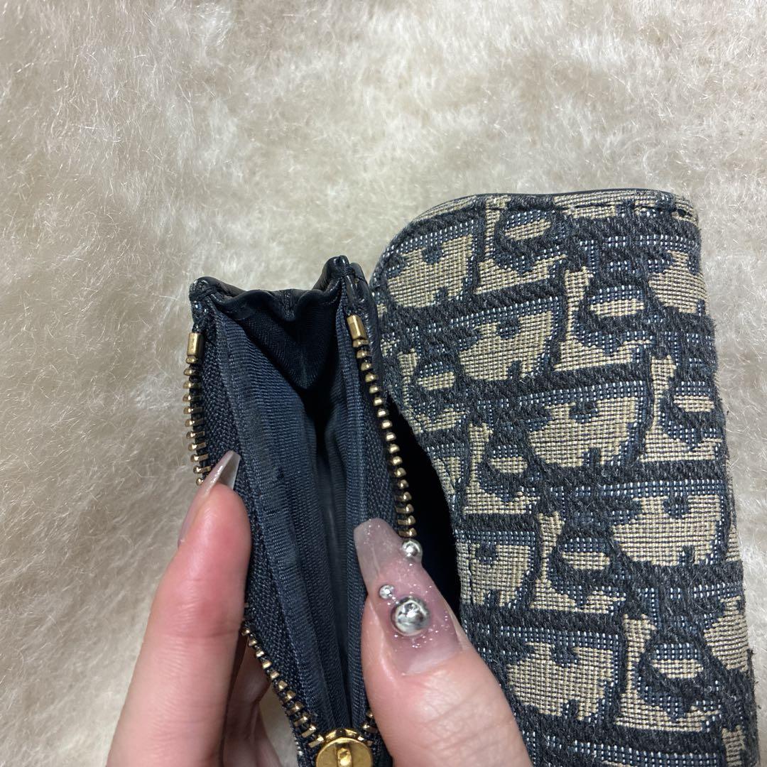 Christian Dior 三つ折り財布 ベージュ/ネイビー - メルカリ