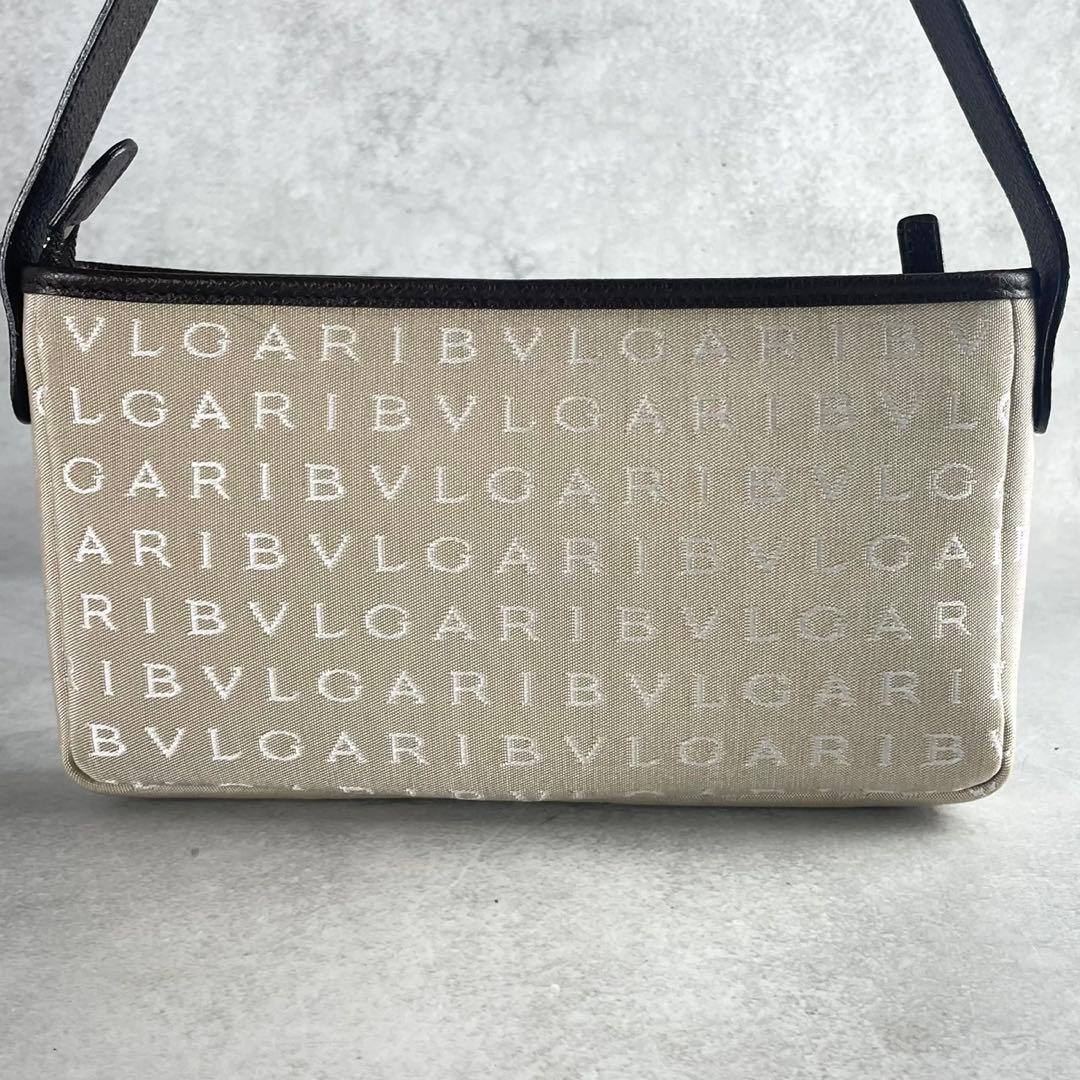 ブルガリ ハンドバッグ ロゴマニア ベージュ系xダークブラウン 27856