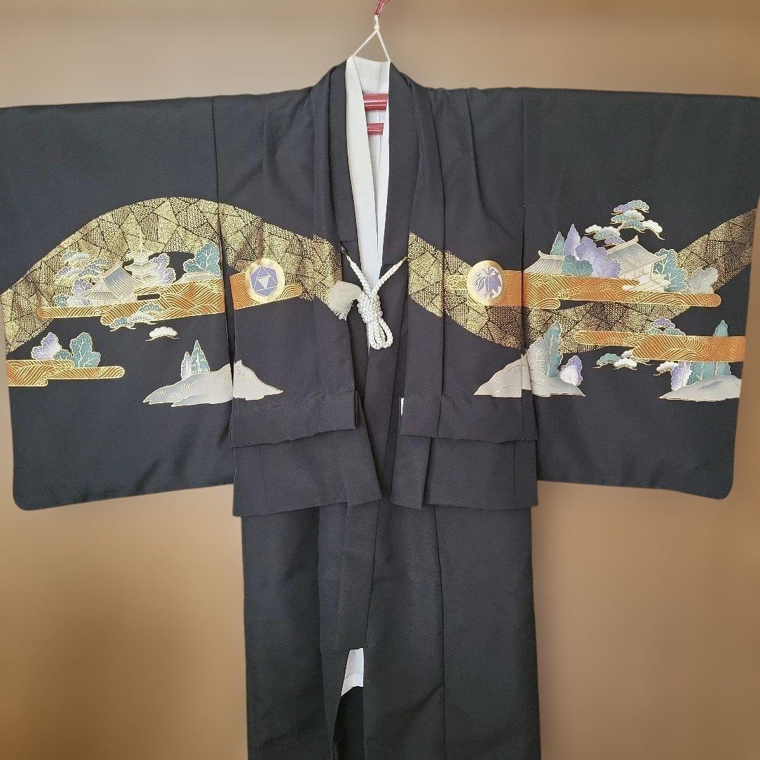 【本日値下げ中】七五三用　5歳　美品　 黒と金の伝統的和装　日本製