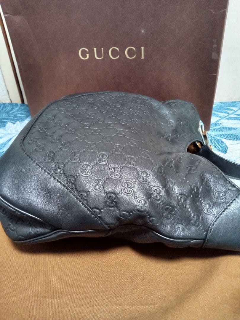 【極美品】GUCCI グッチ　シマ　G金具　レザー　ショルダーバッグ　ブラック