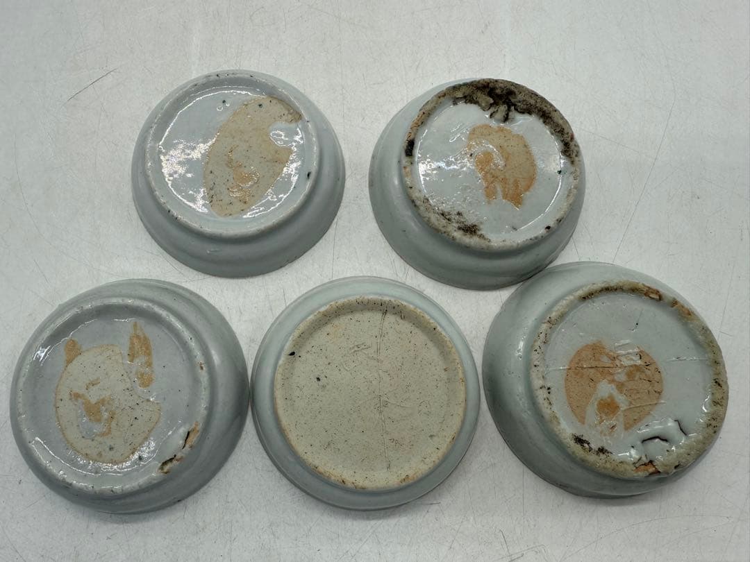 中国 明時代 紅緑彩 寿字紋小皿5点 元興 アンティーク 送料込み251118