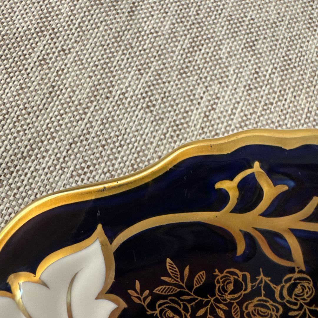 ワイマール WEIMAR 金彩コバルトブルー フラワー プレート4枚セット