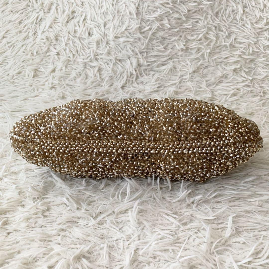 【アンテプリマ】ワイヤーバッグ ショルダ ベージュ　 がま口　チェーンショルダー