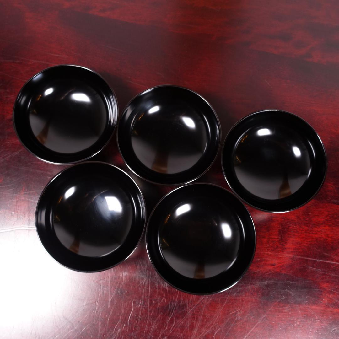 輪島塗 黒塗 あやめ蒔絵 吸物椀 5客 共箱 天然木製漆器