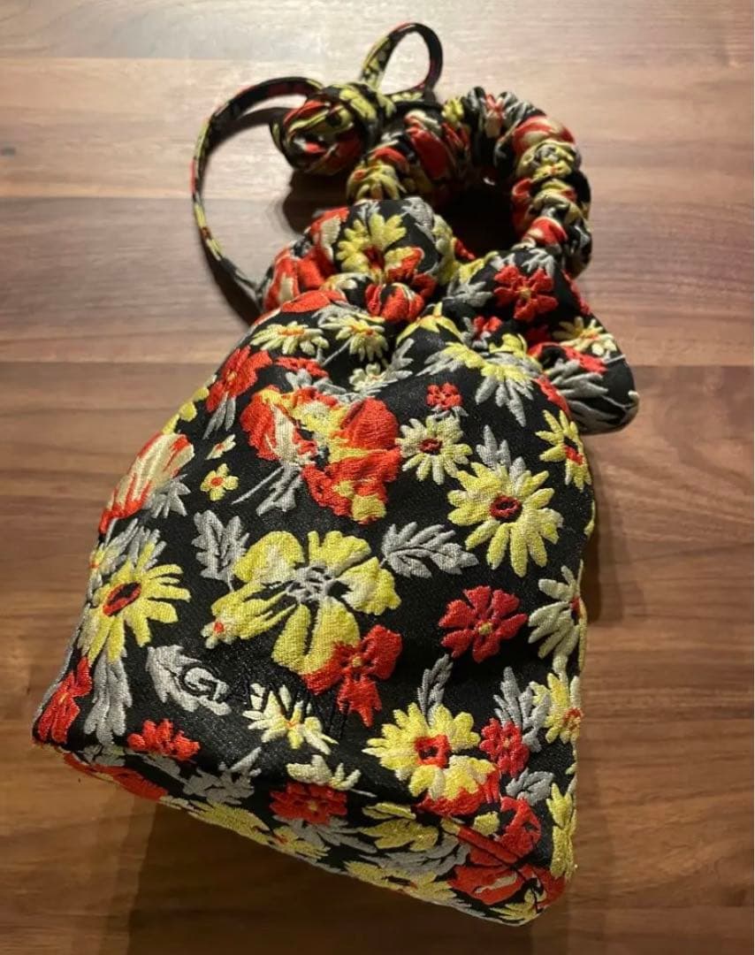 GANNI ボタニカル巾着バッグ花柄ジャガード