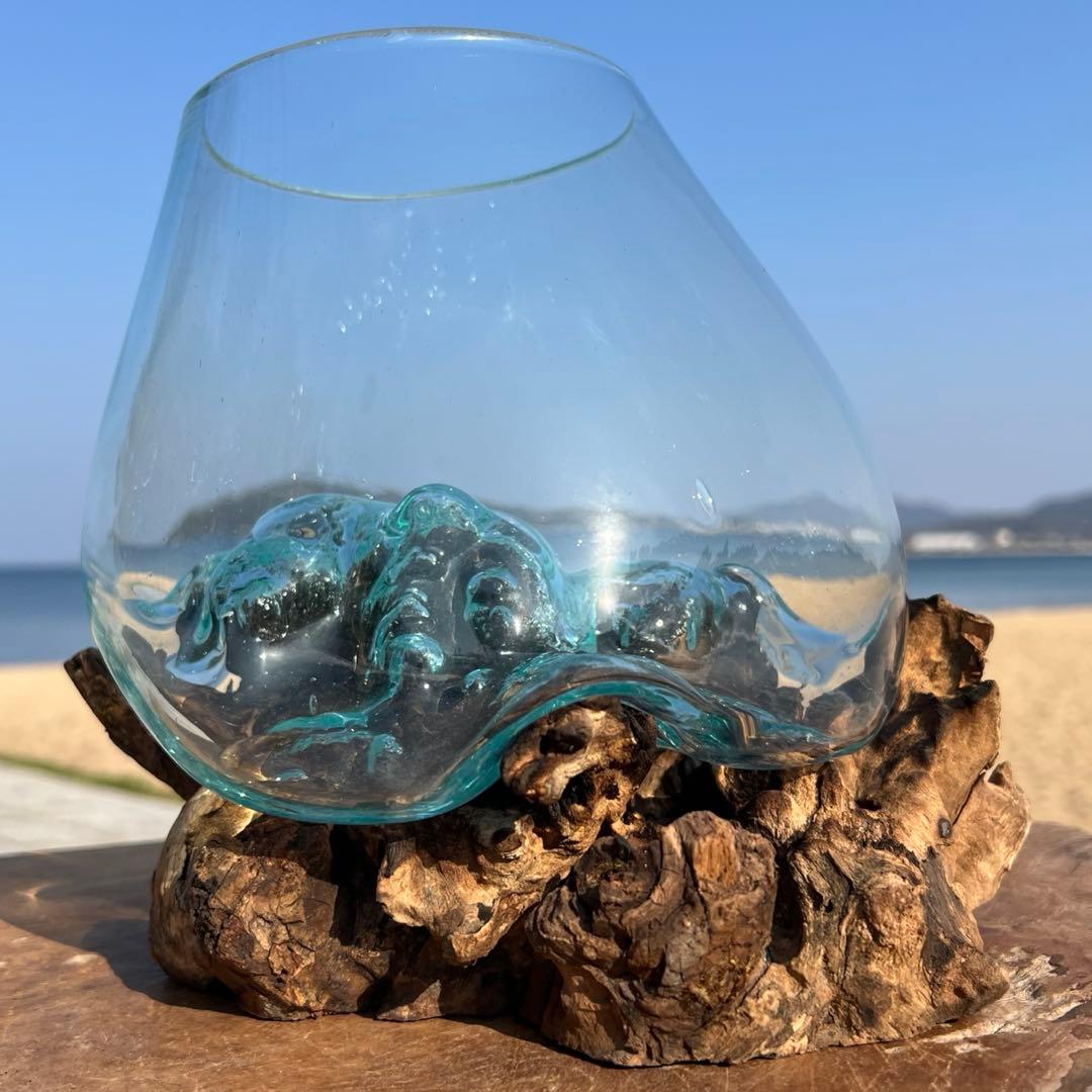 流木ガラスオブジェ特大H 花瓶 金魚鉢 テラリウム フラワーポット 水槽