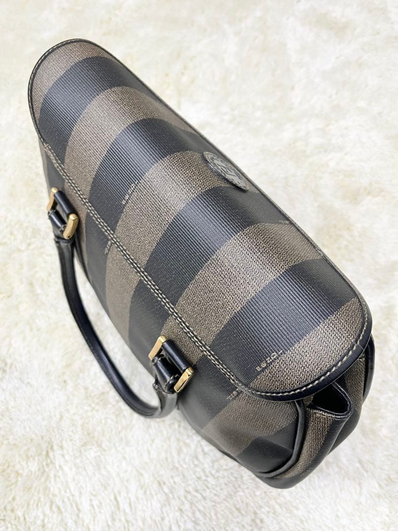 美品 フェンディ ペカン ヴィンテージハンドバッグ PVCレザー