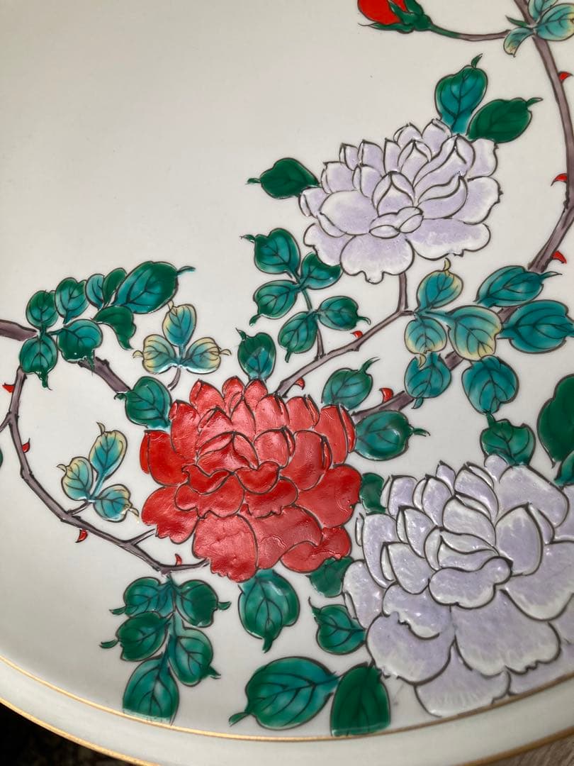 薔薇の飾り皿　金色縁取り　アンティーク