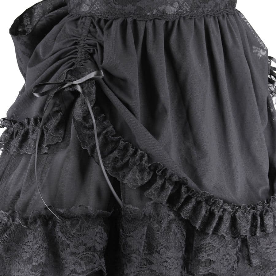 MAJOH MR corsetチュールカーテンエプロンスカートブラック×ブラック