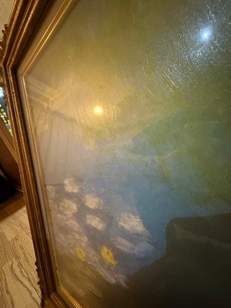 モネ睡蓮 油絵フレームローズゴールド名画インテリア古物ポイント消化