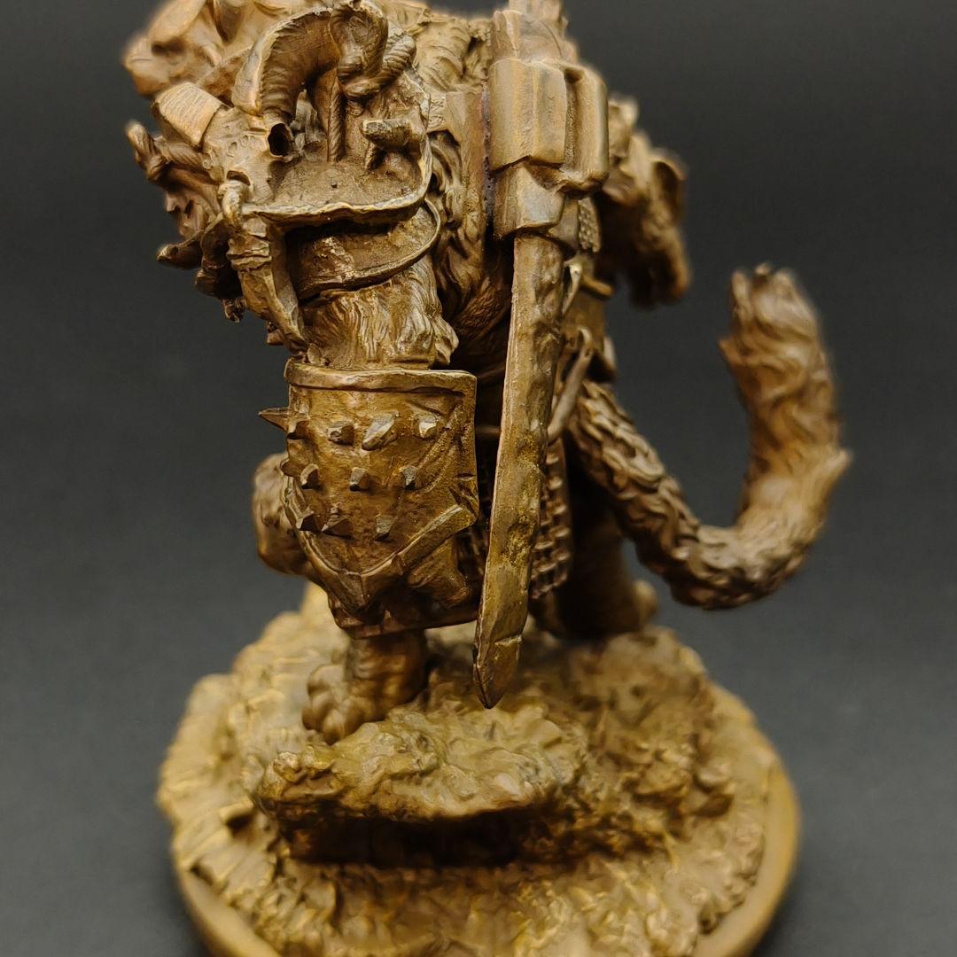 銅製置物　天干戦士　寅虎　巨剣戦士　金工品　銅製　インテリア置物