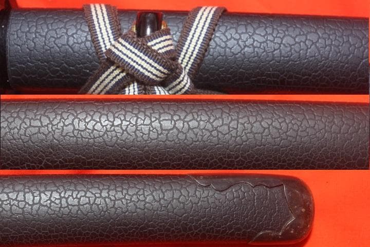 武蔵拵 小刀 二十四代 藤原兼房作 薄刃 栗形付 宮本武蔵 模造刀 ★中古品