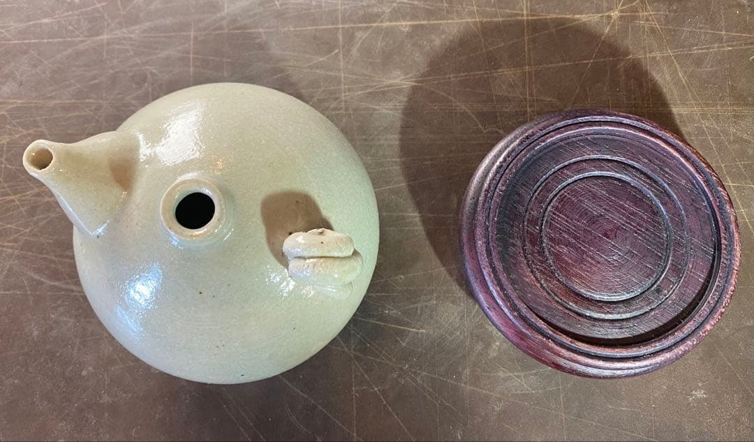 緑青磁 水滴・一輪挿し 鑑賞台付 沈船品 ヴィンテージ レア 中国 台湾茶器