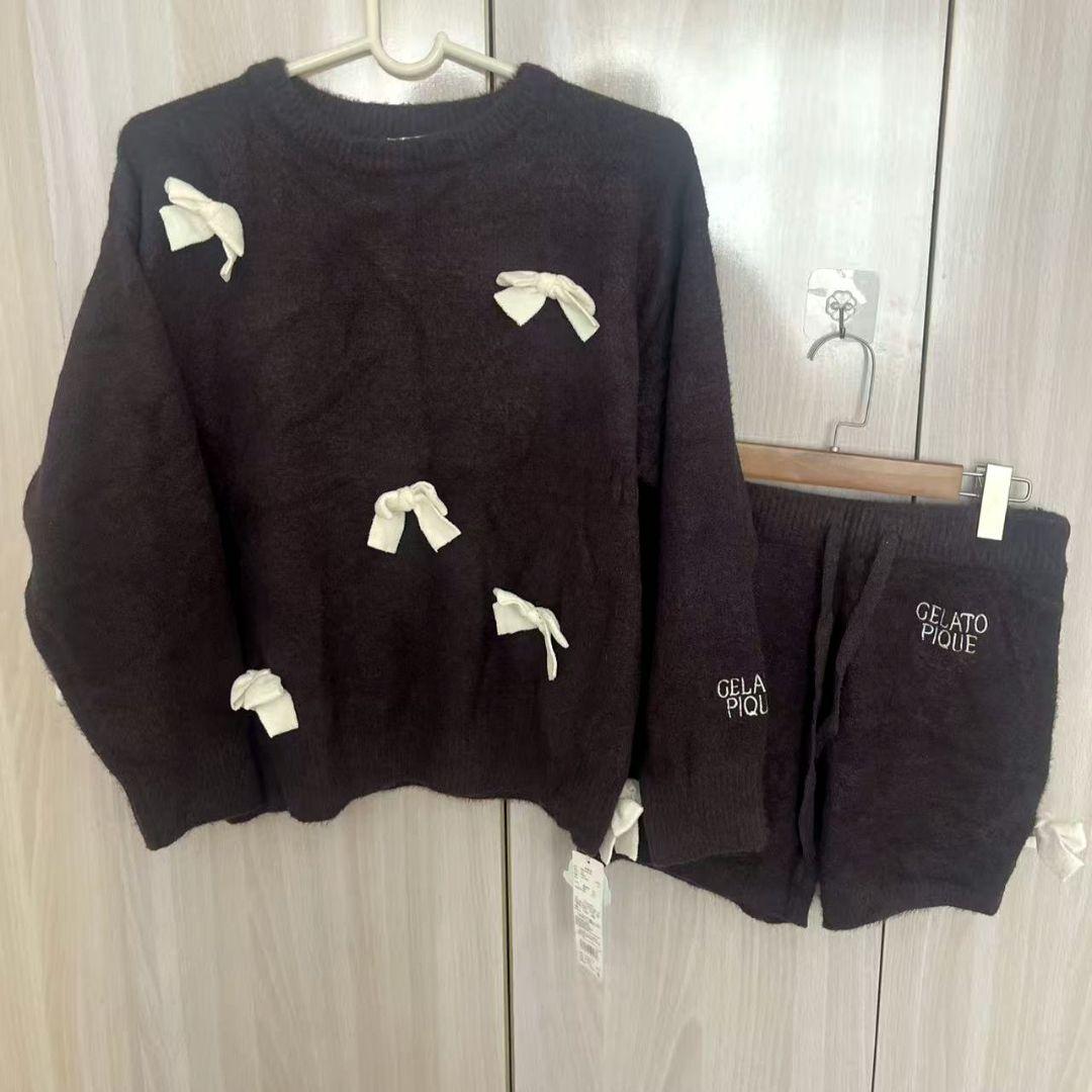 ジェラートピケ　ニットリボンプルオーバー&ショートパンツセット