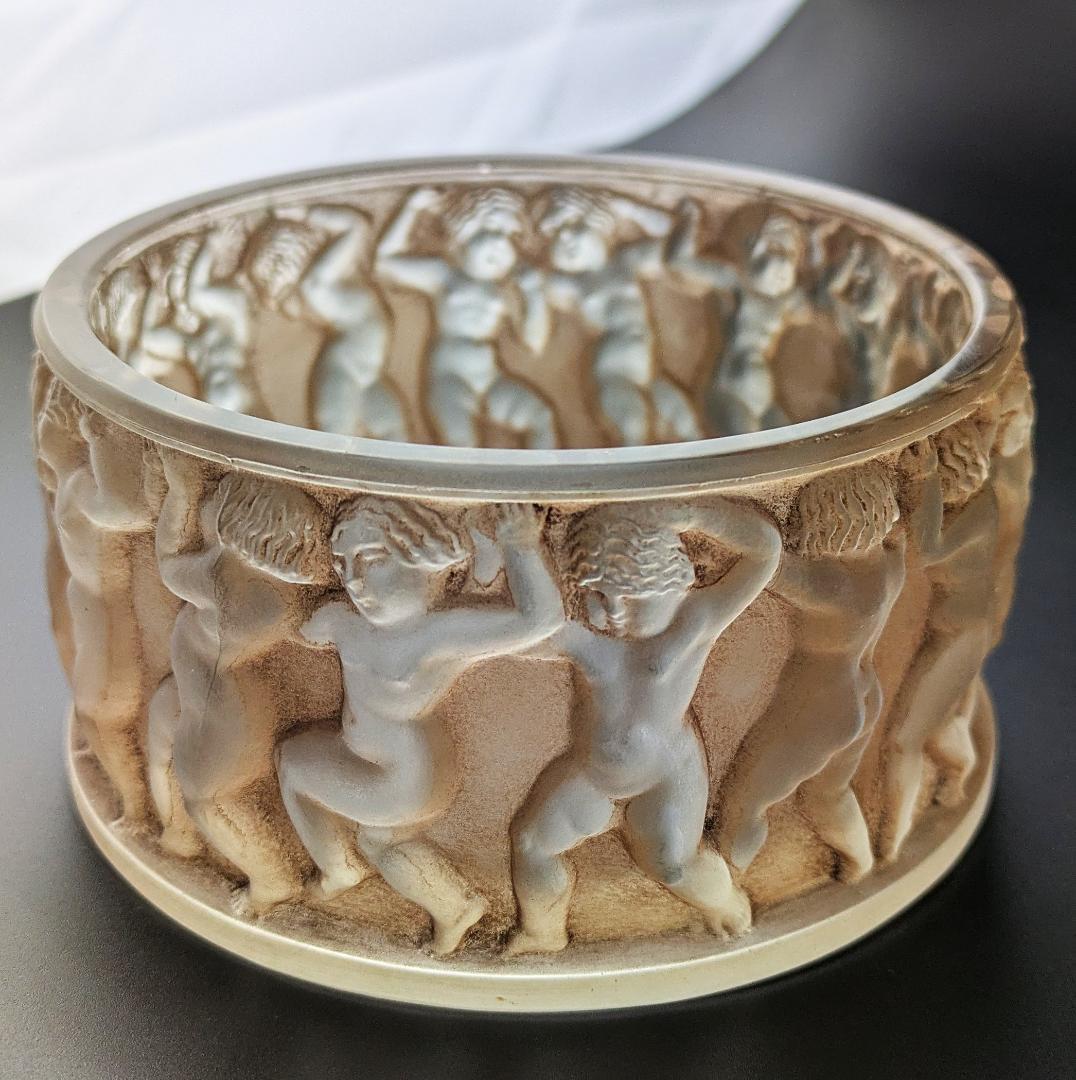 ☆生命の神秘☆ルネ ラリック アンファン希少な茶パチネ蓋物神秘の