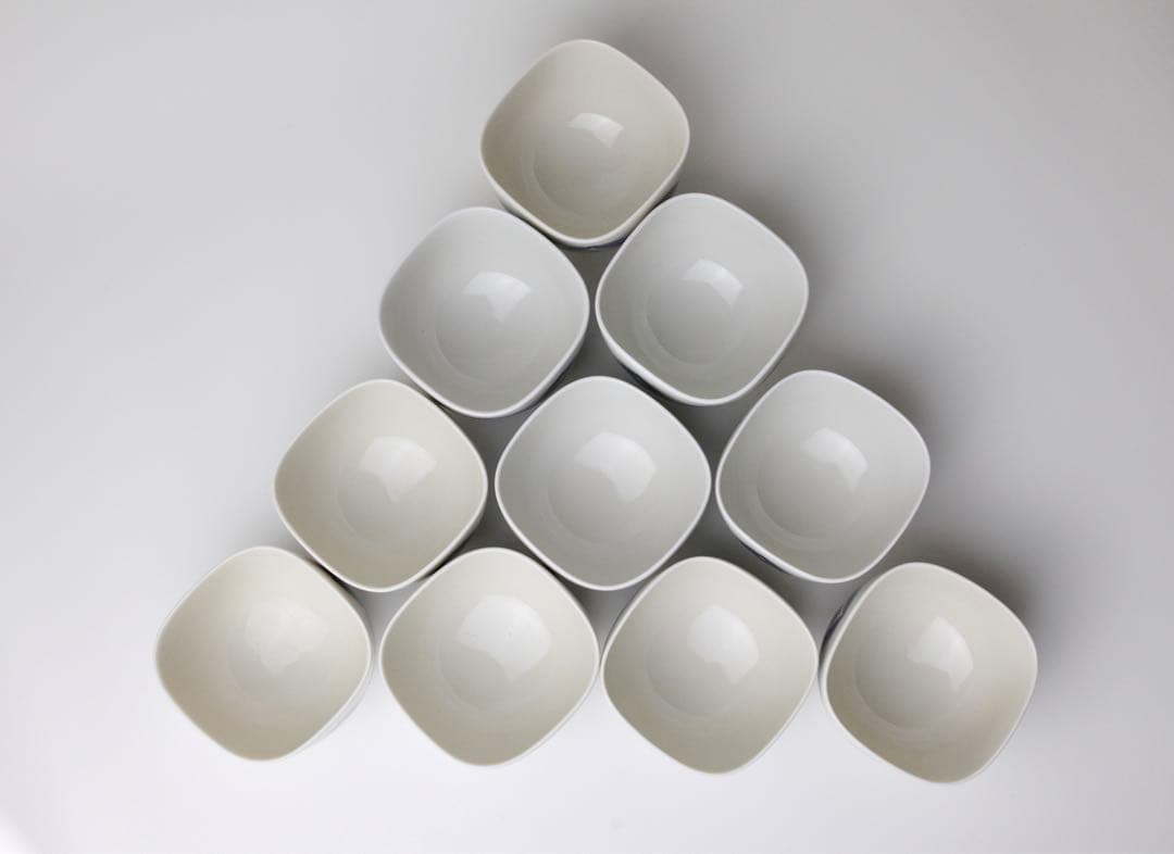 伊東陶山　七宝繋ぎ文　四方　猪口　ぐい呑　煎茶器　茶碗　茶器 10個