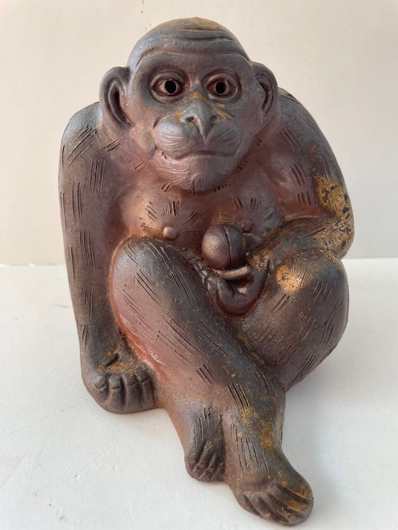 【知加選】古備前　備前焼　申　猿　細工物　飾り物　コレクション　アンティーク