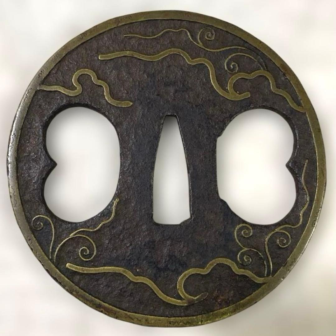 B-52 鍔　金象嵌　武具　刀装具　日本刀　骨董品　時代物　美術品　工芸品