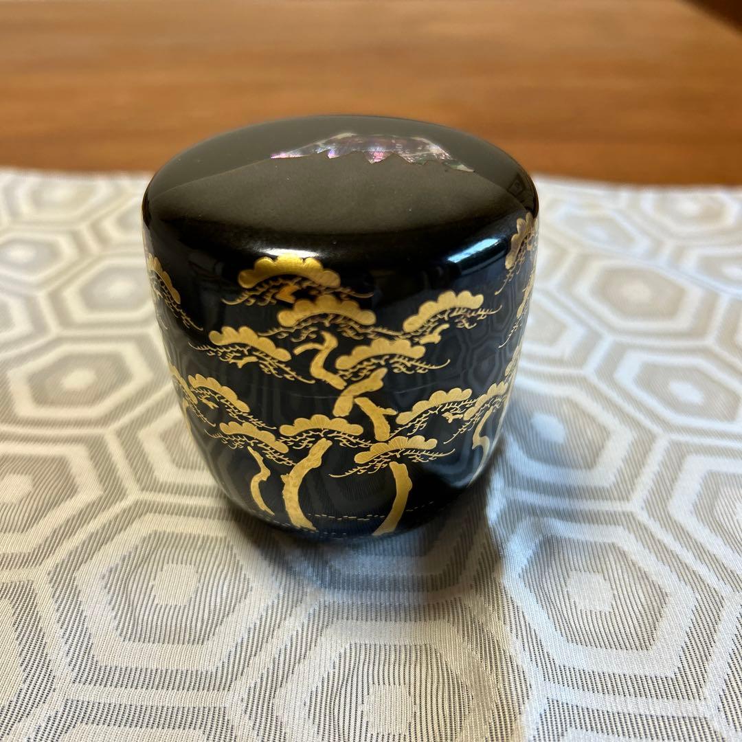 茶道具　棗 茶道具 棗 おけいこ用 プラスチック 中棗 【 黒/柄おまかせ 】