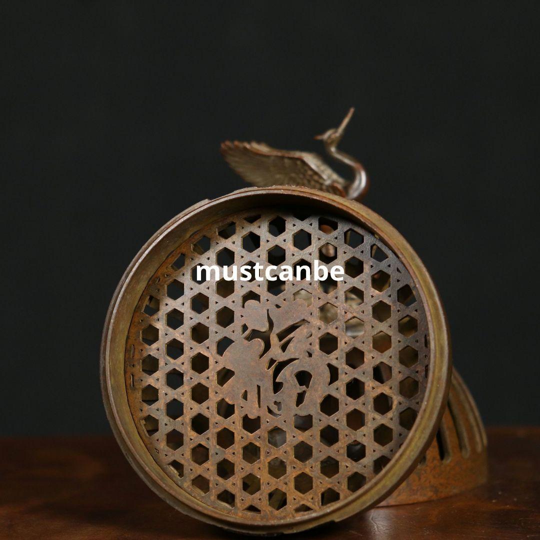 銅 細工 鶴守宮灯香炉 室内檀香香炉 禅意 置物 装飾品 工芸