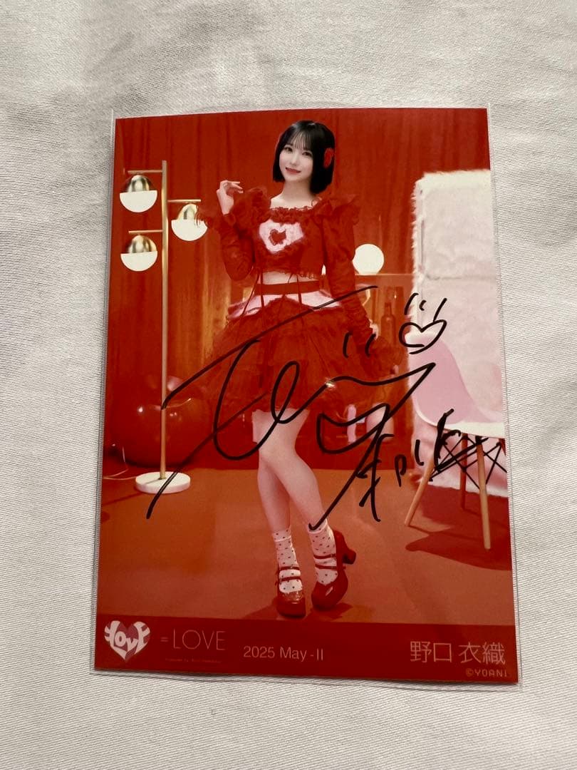 野口衣織 直筆 ヒキ とくべチュ、して 歌唱衣装 イコラブ 生写真