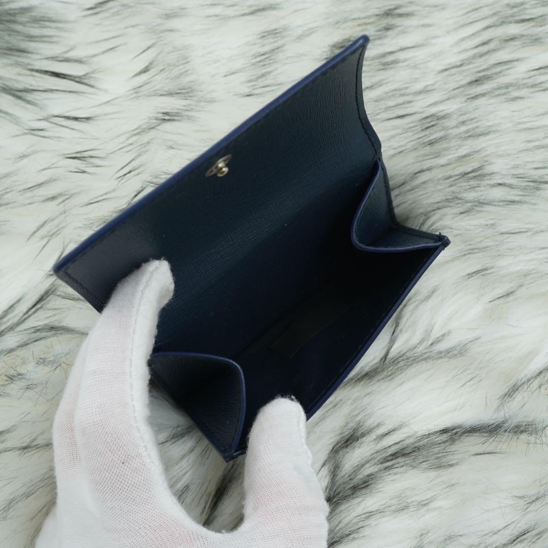 極美品 BALENCIAGA バレンシアガ 折り財布 三つ折り ネイビー 希少