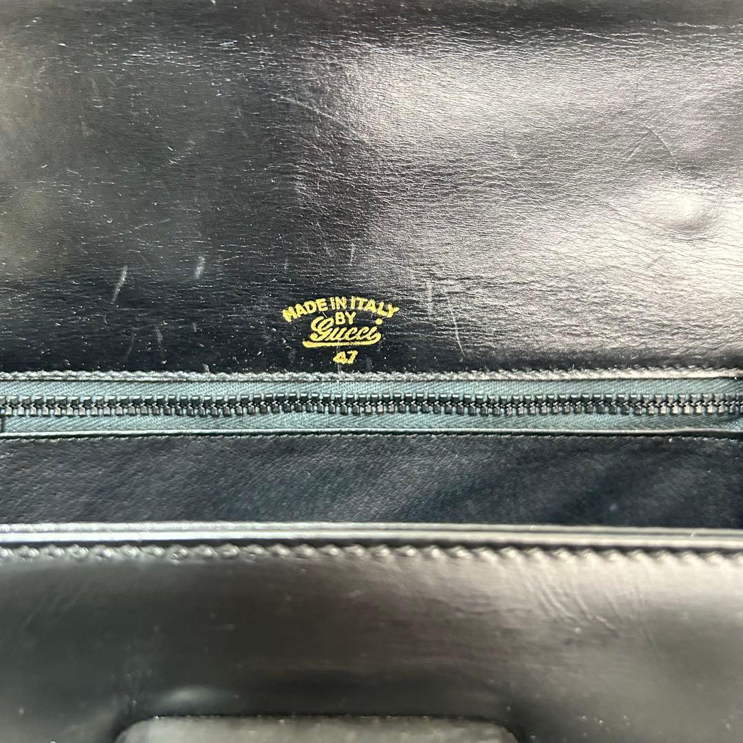 GUCCI グッチ バンブー レザー ハンドバッグ ターンロック ブラック