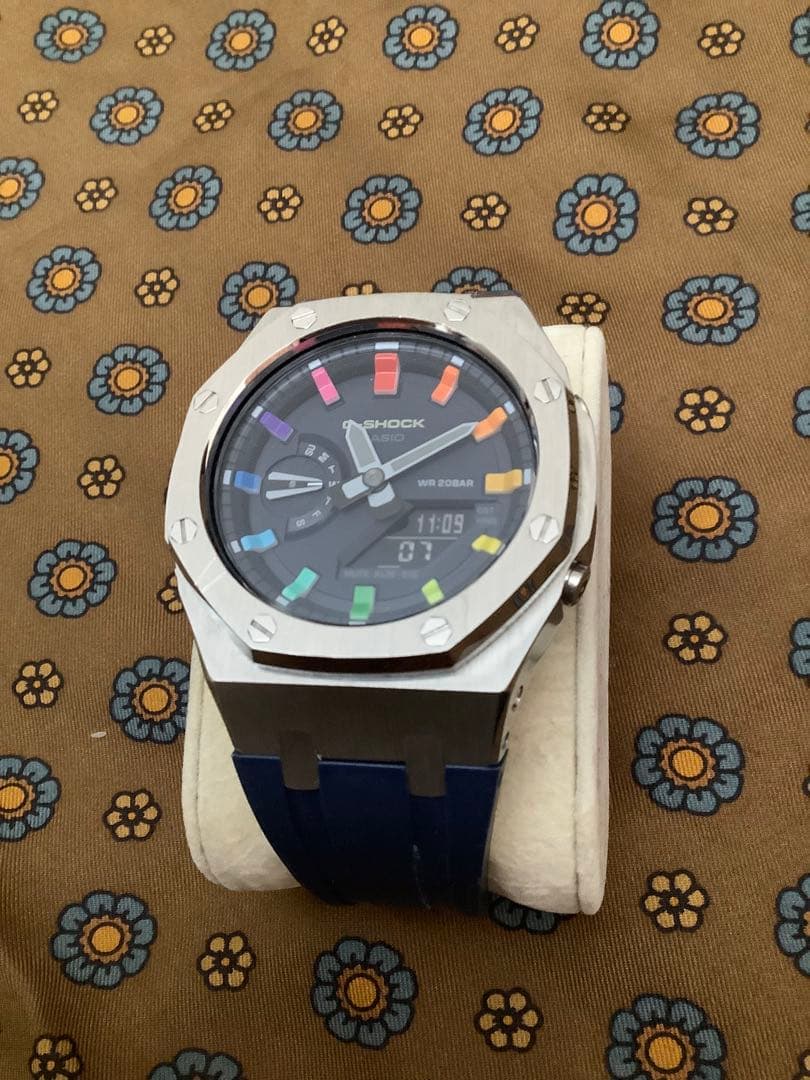 GA-2110本体付き ラバーベルトカスタム Gショック(レインボーインデックス