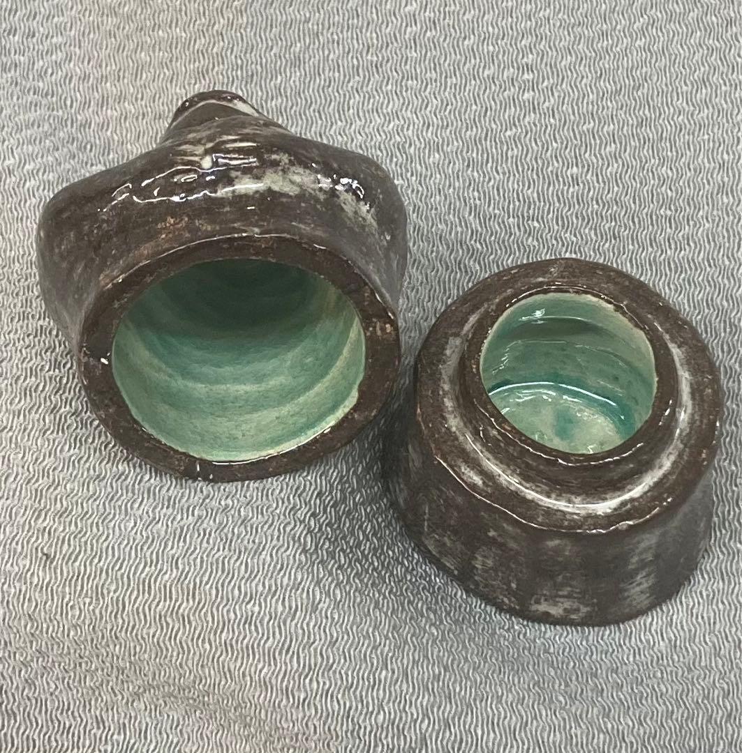 B203s 吉向焼 吉向松月造 親子瓦ざる 申香合 共布共箱