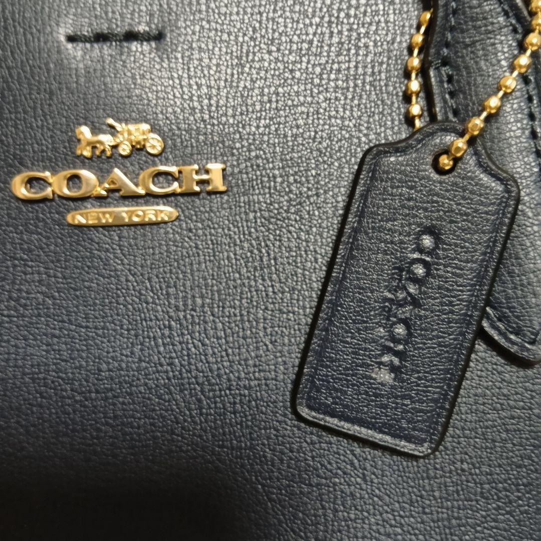 【美品】コーチ COACH レザートートバッグ　F73277 ネイビー