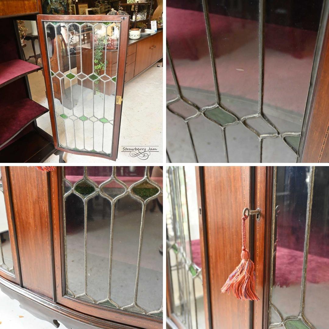 L3103-85 英国アンティーク ガラスキャビネット 食器棚 マホガニー