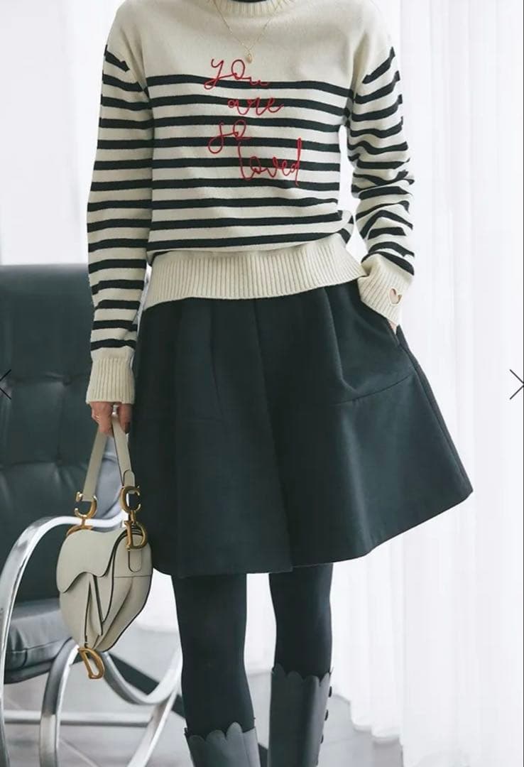 SEVENTEN ハイウエストフレアキュロット ブラック　M