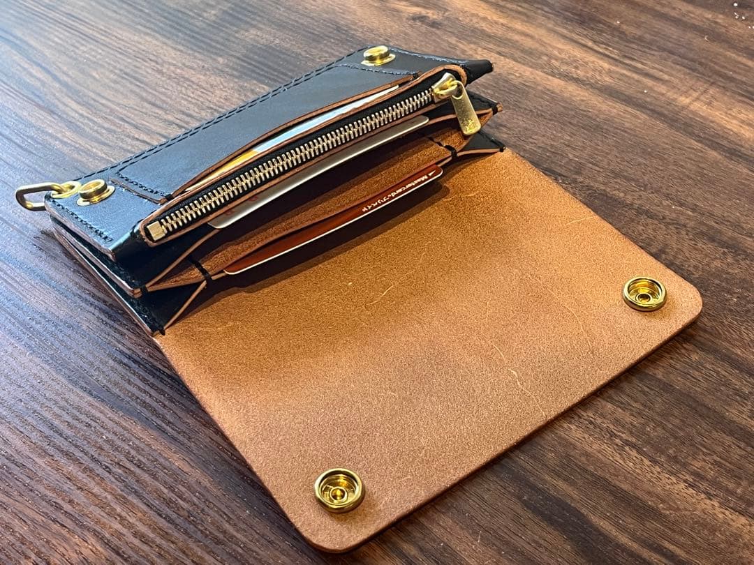 茶芯　トラッカーウォレット　栃木レザー　001