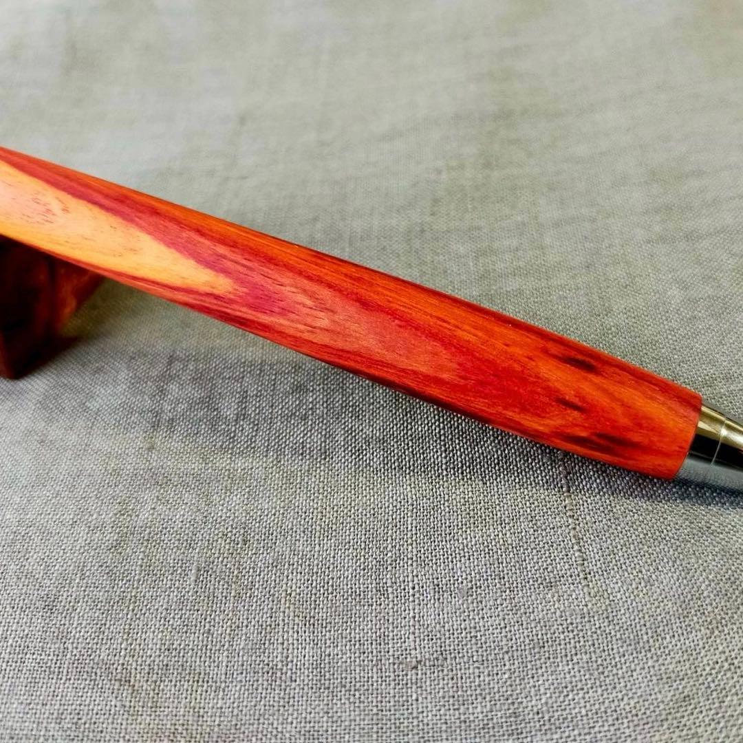 チューリップウッド　濃色　ハンドメイド　木軸シャープペン　0.5mm　シルバー