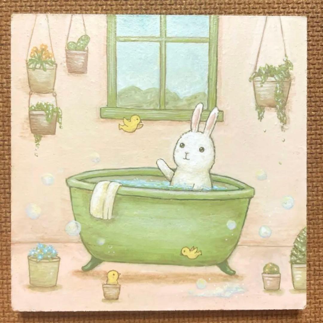 けいページ　お取り置き中　自作絵画　お気に入りの一輪　猫とネズミの絵